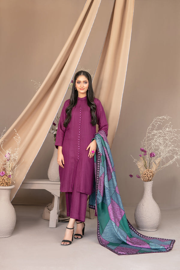 TAWAKAL ZEYNEP 03 PC STITCH SUIT / PINK D-5022