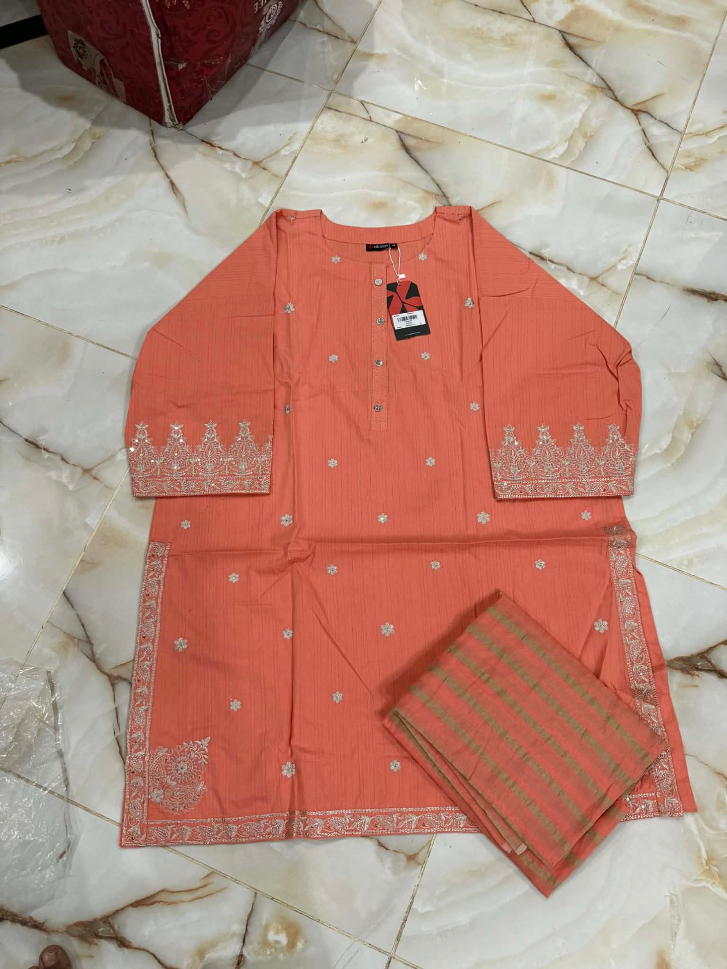 AL KARAM 02 PC STITCH SUIT / PEACH