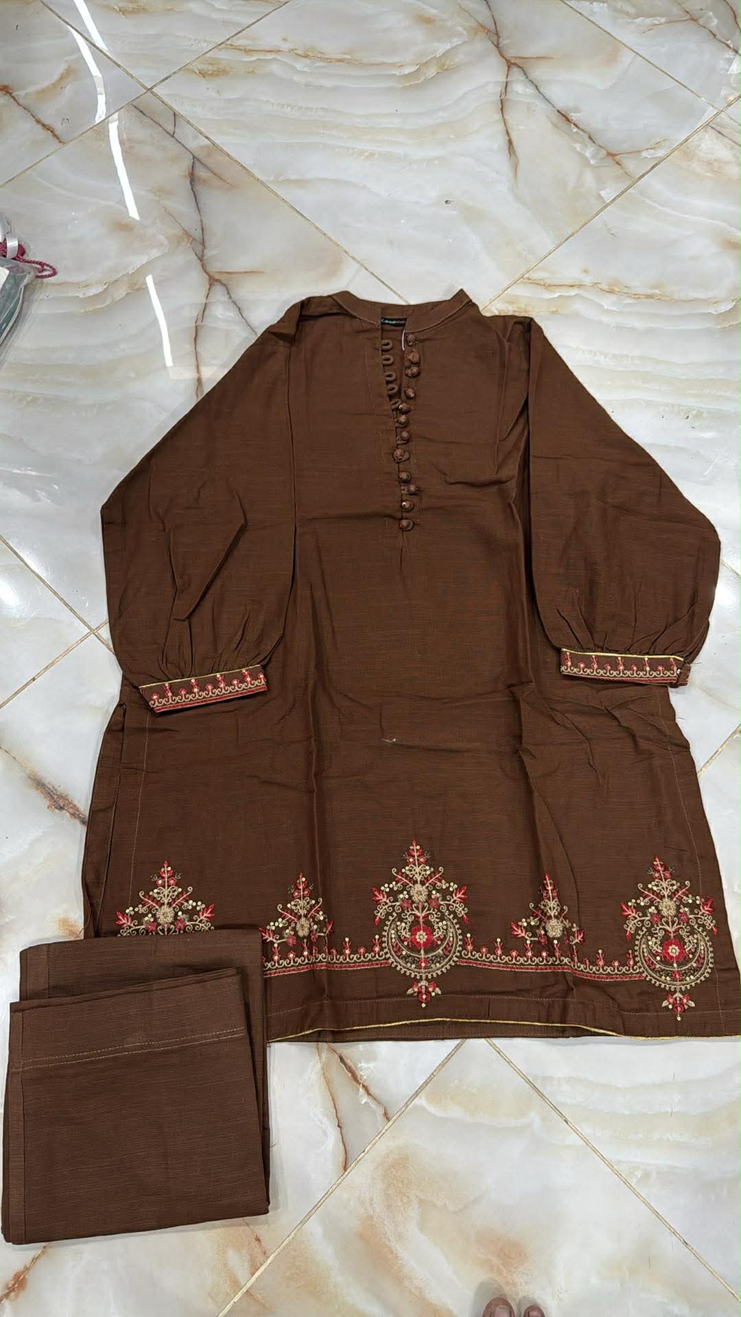 AL KARAM 02 PC STITCH SUIT / BROWN