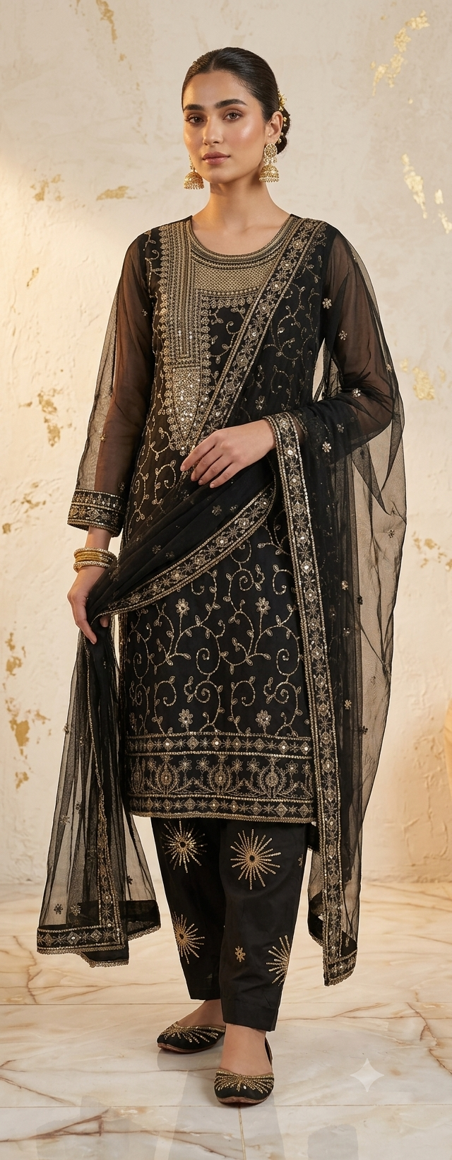 ASIM JOFA 03PC FORMAL LUXURY STITCH/EMB/ BLACK