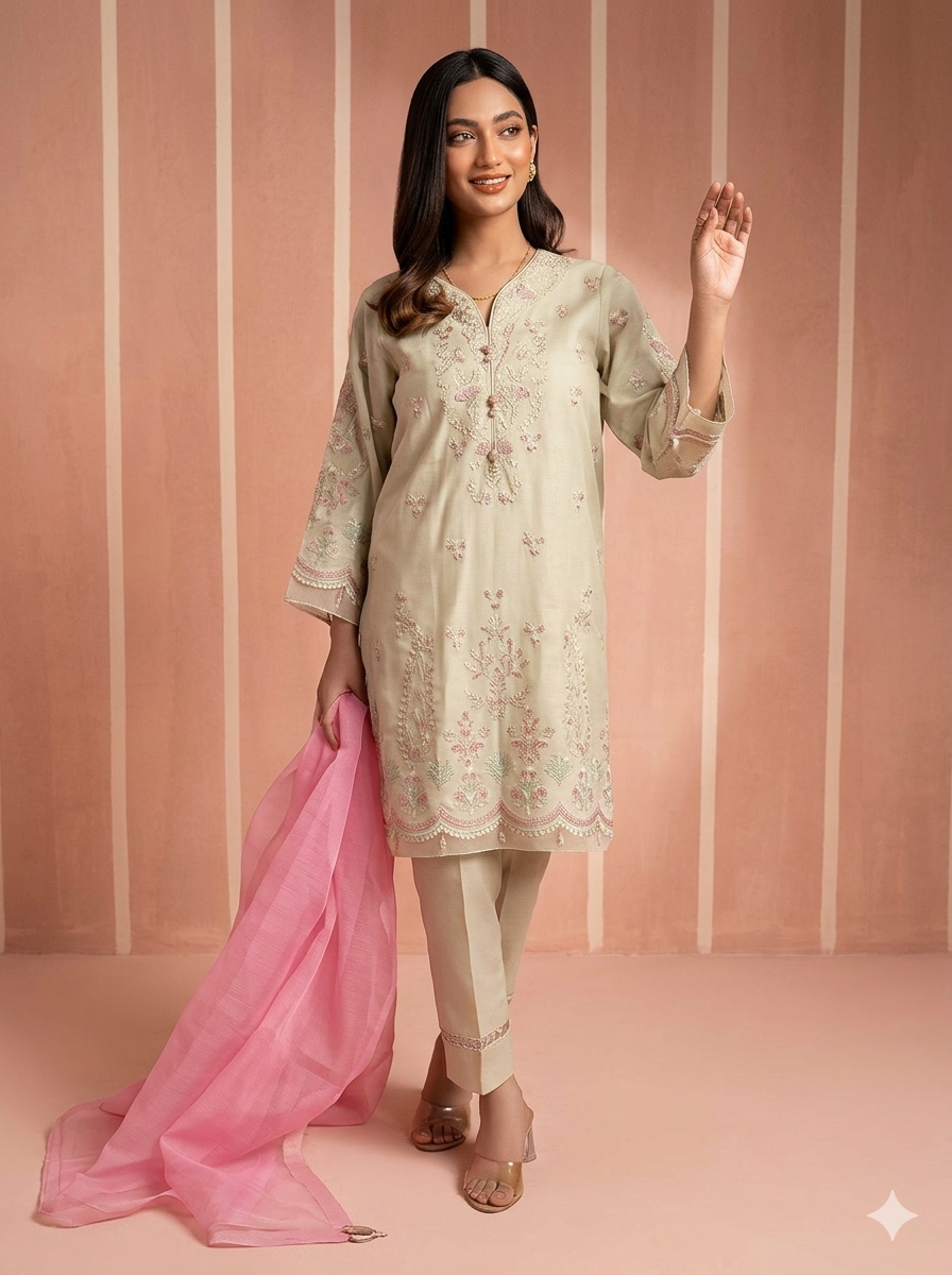 AL KARAM 03PC UNSTITCH EMB/ F2-15-25-Mint