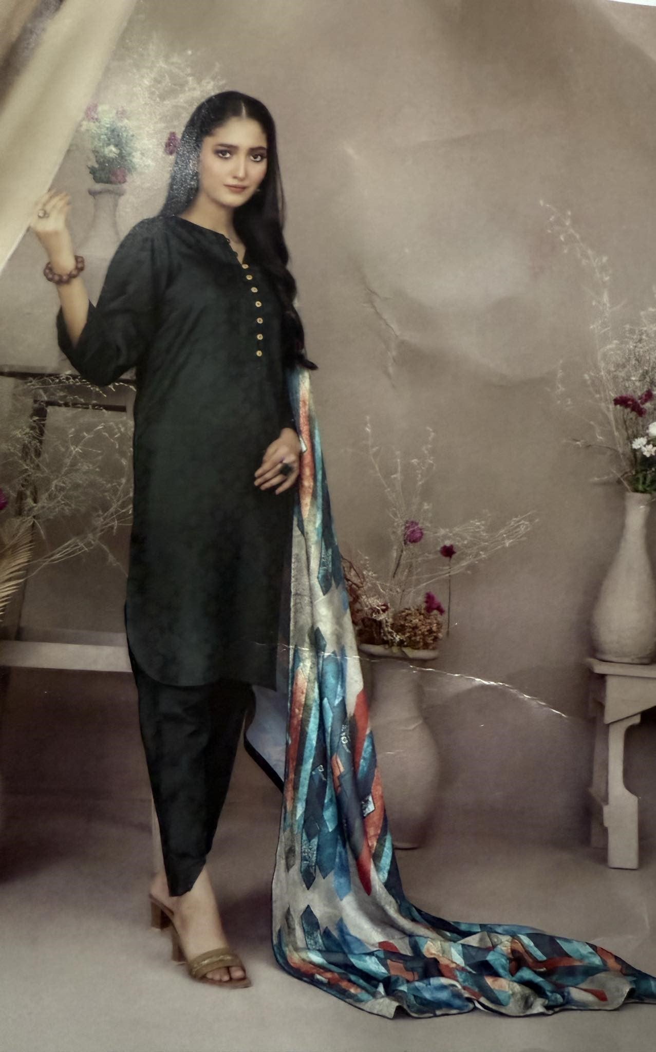 12/12 SALE TAWAKAL ZEYNEP 03 PC STITCH SUIT / GREEN D-5090