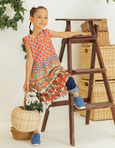J. 01 PC TITCH KURTI GIRLS / ORANGE