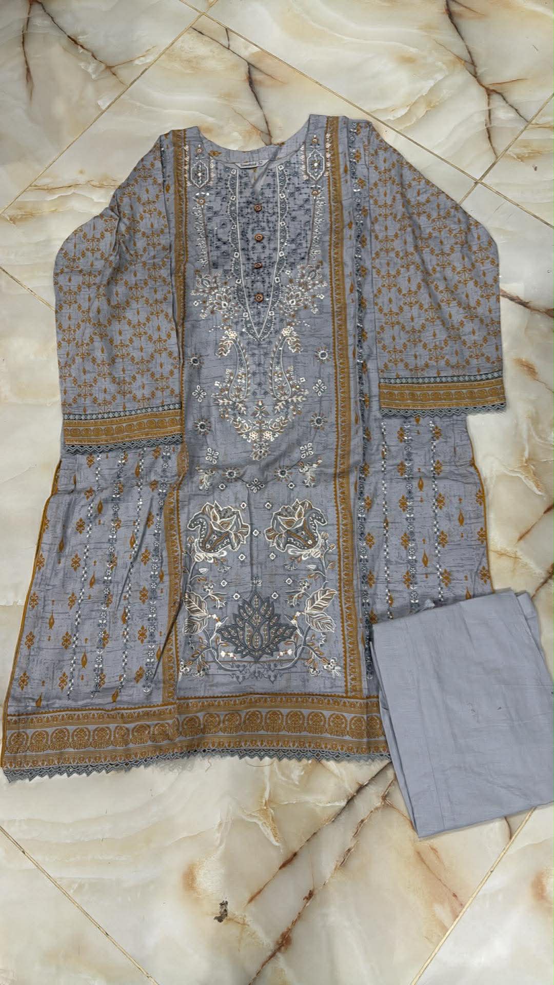 TAWAKAL 02 PC STITCH SUIT / GREY- 2011