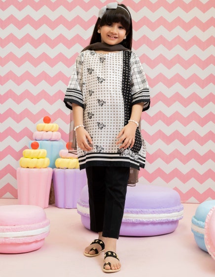 J. 01 PC STITCH KURTI GIRLS / WHITE