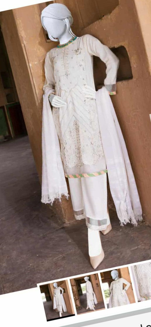 J. lawn 03 PC STITCH SUIT / WHITE