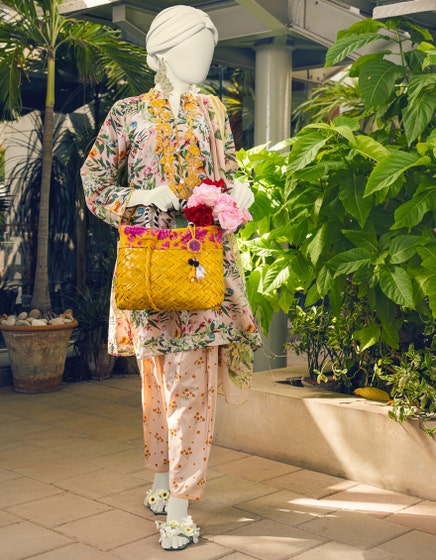 j. 03 pc stitch suit / peach -botanical