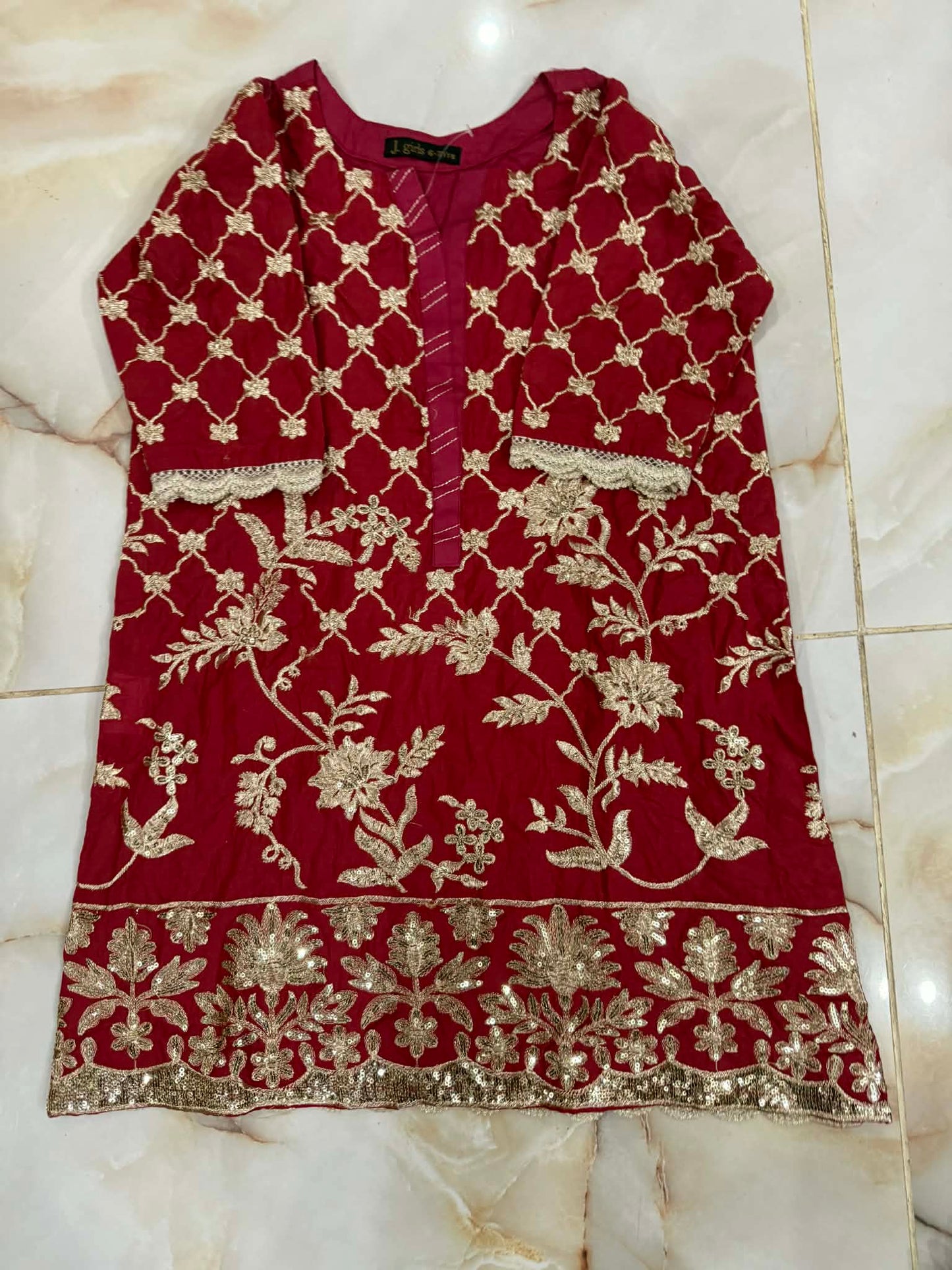 j. 01 pc stitch kurti girls / red