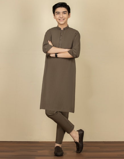 J. KIDS 01 PC STITCH KURTA / MUD BROWN