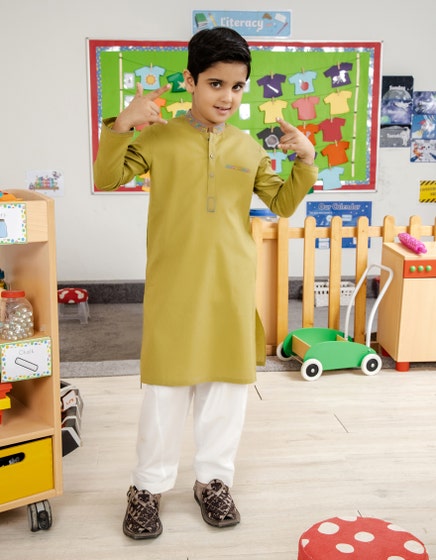 J. KIDS 01 PC STITCH KURTA / MEHNDI GREEN -37437