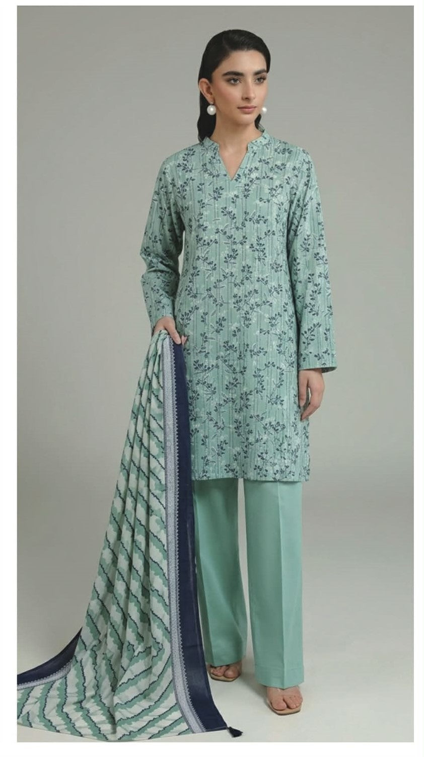 KHAADI 03 PC UNSTITCH SUIT / PALE LIME