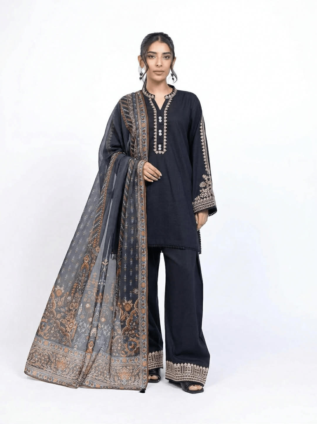 KHAADI 03 PC STITCH SUIT / BLACK