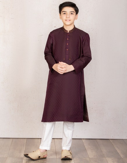 j. kids special stitch kurta / deep purple