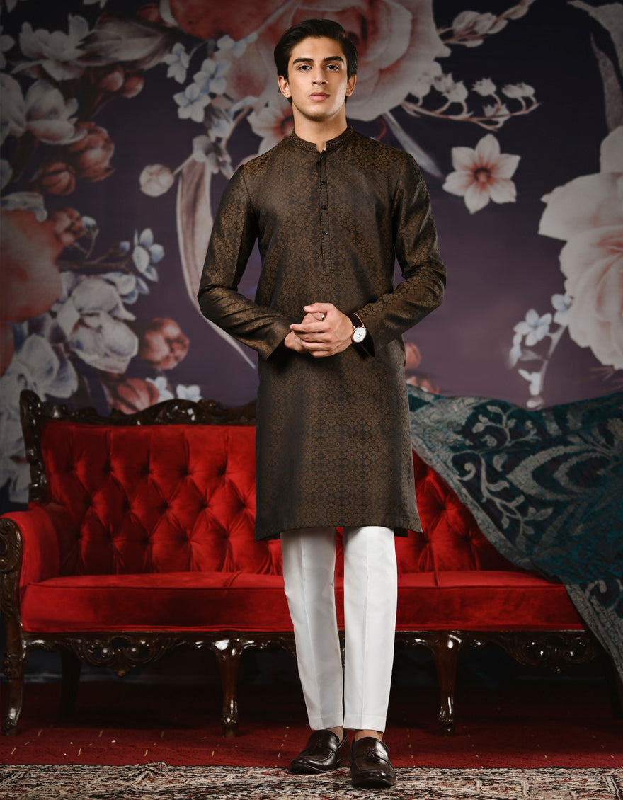 J. TEENS SPEECAIL KURTA /DARK BROWN
