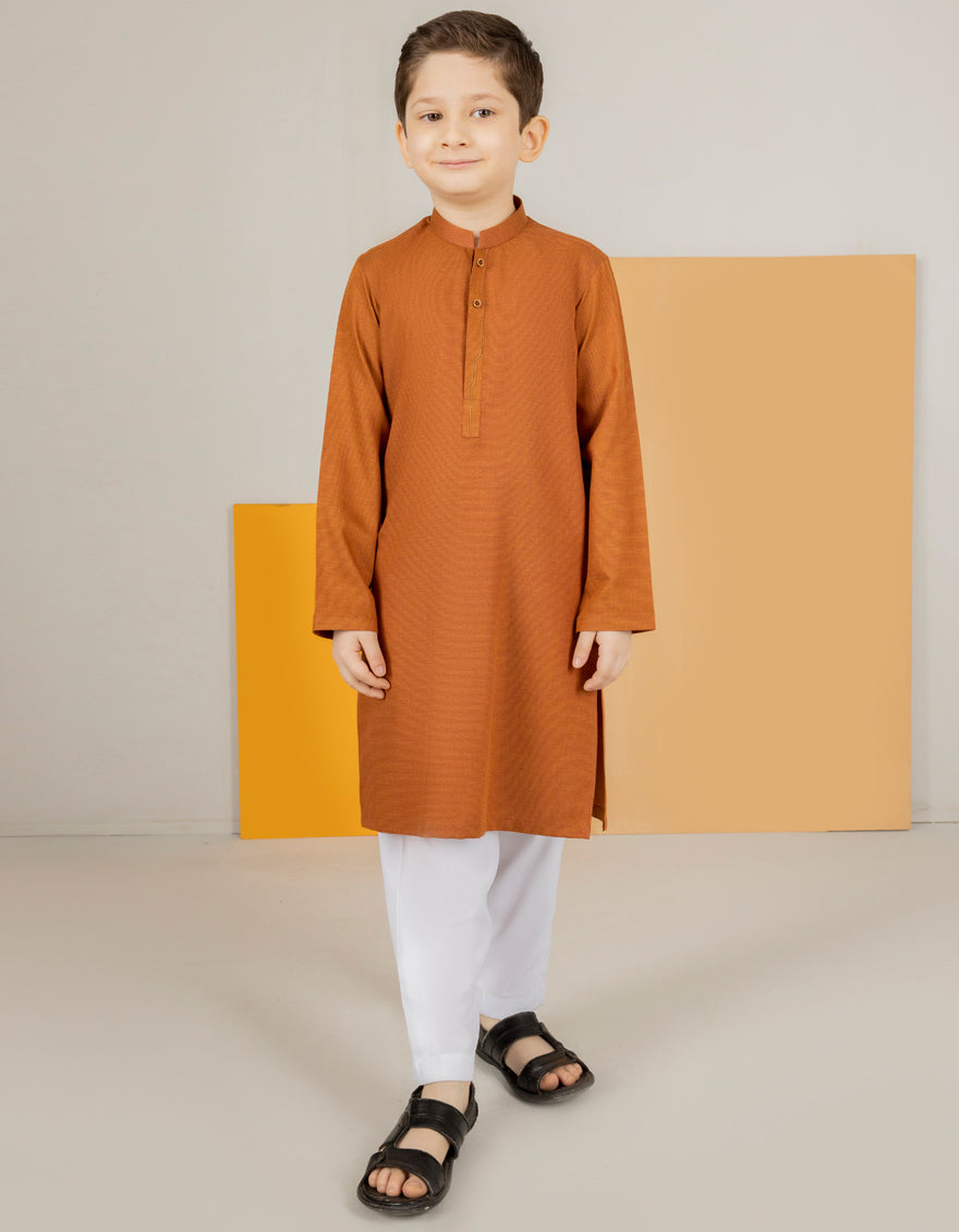J. KIDS 01 PC STITCH KURTA / RUST BROWN -43194
