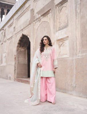 CROSS STITCH 02 PC SUIT / PINK