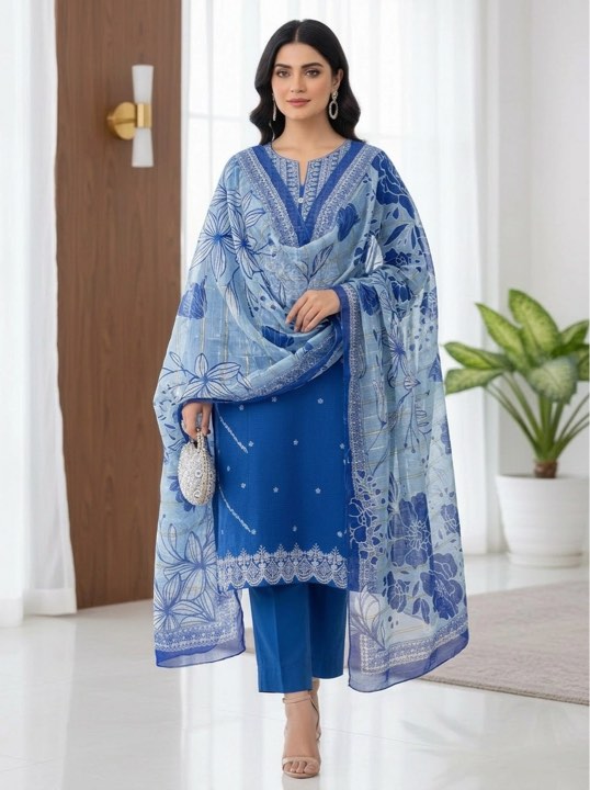 ZELLBURY 03 PC STITCH SUIT / BLUE