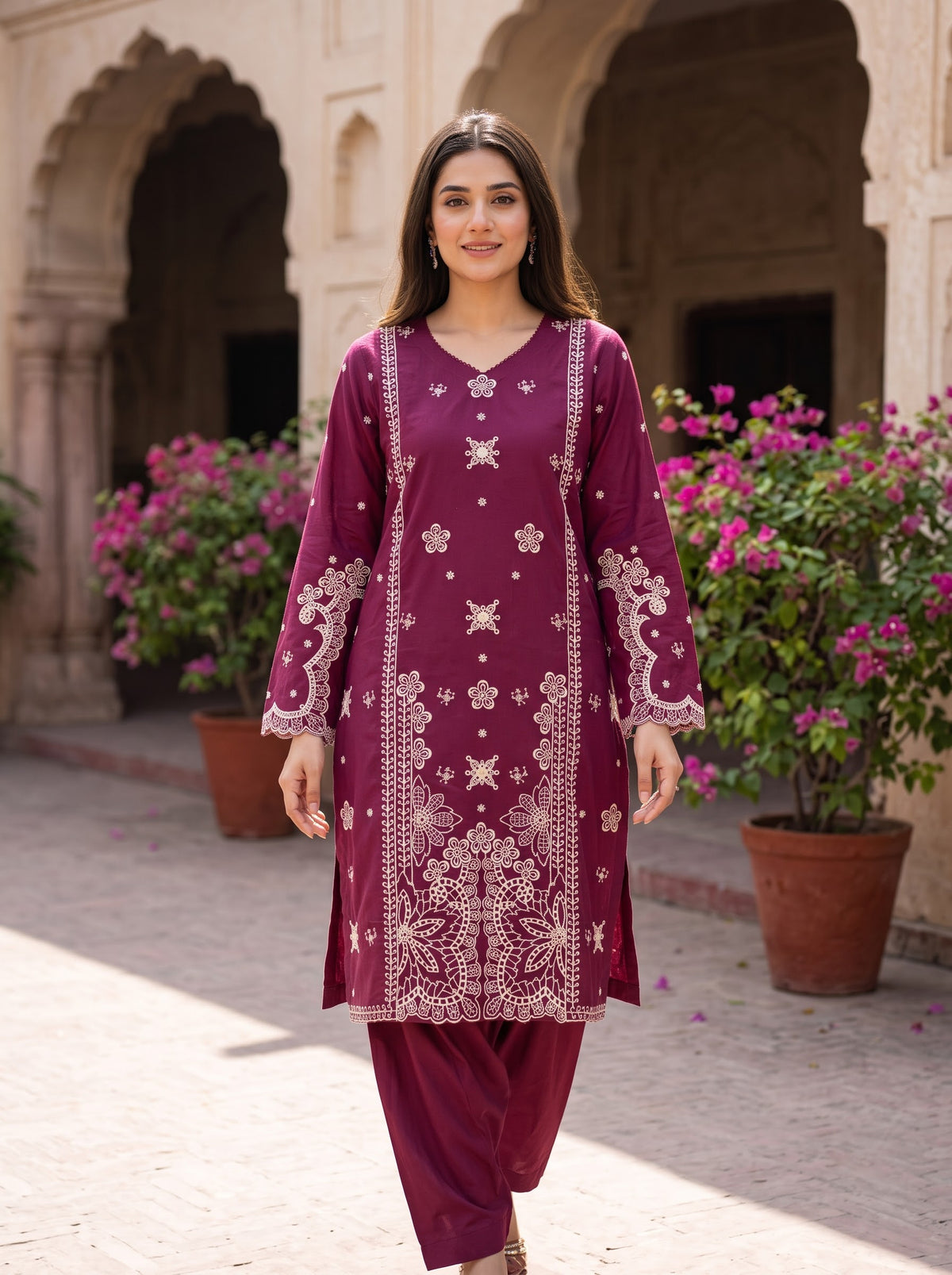 Saya 2pc stitch formal chicken kari emb silk