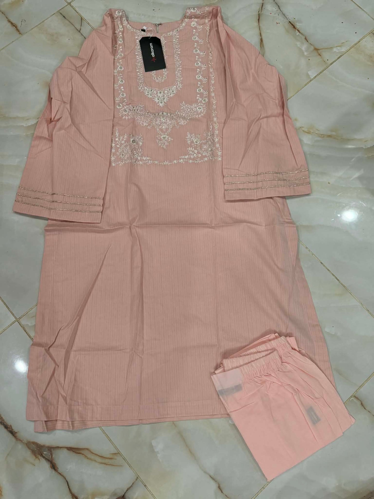 AL KARAM 02 PC STITCH SUIT / PEACH -6097
