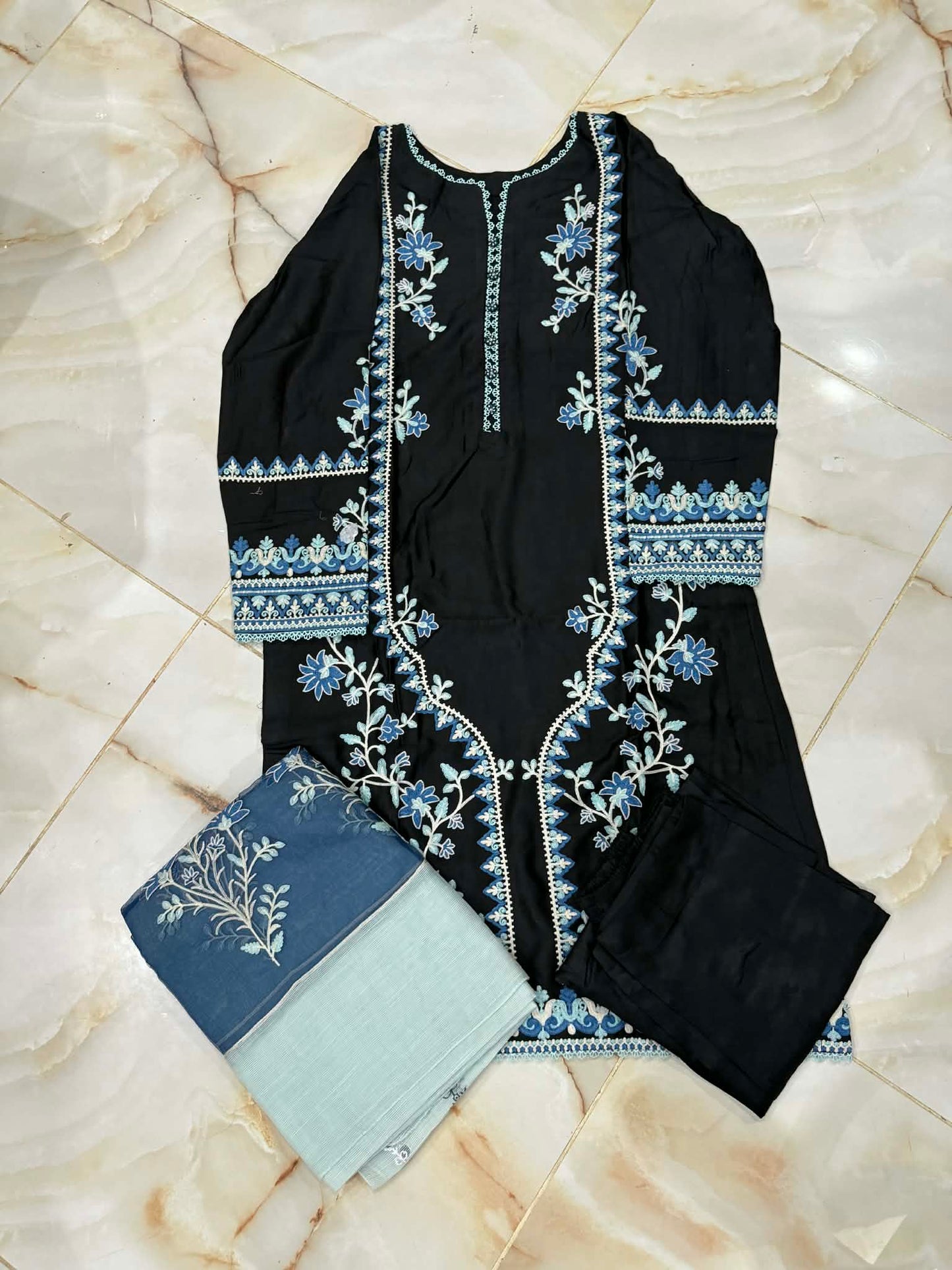 TAWAKAL 03 PC STITCH SUIT / BLACK