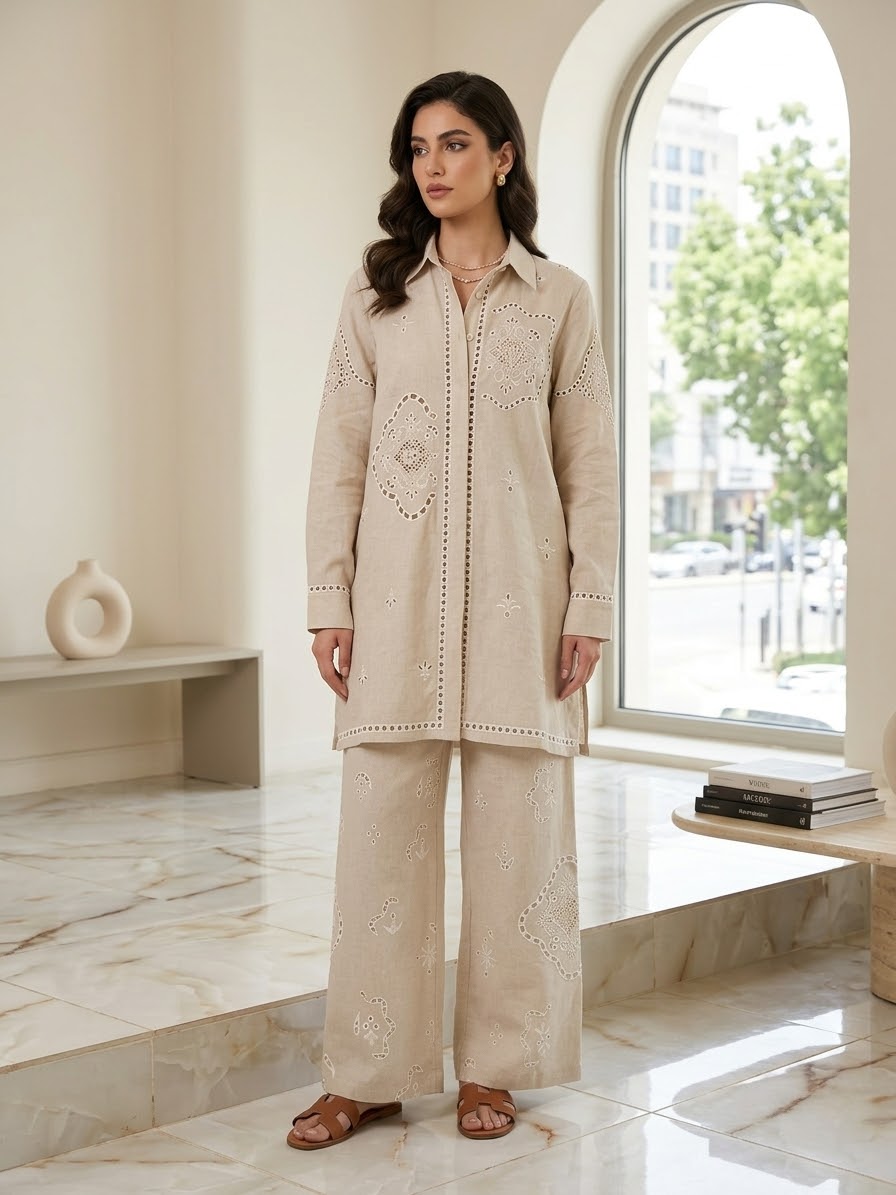 SAYA 02 PC STITCH SUIT / EMB CHEKIN KARI 1178