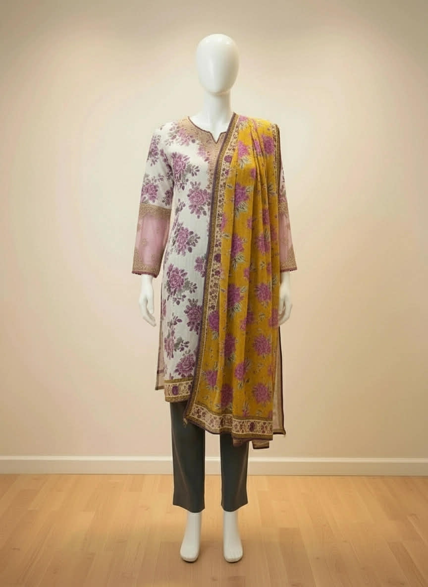 j. 03 pc stitch suit / multi pink