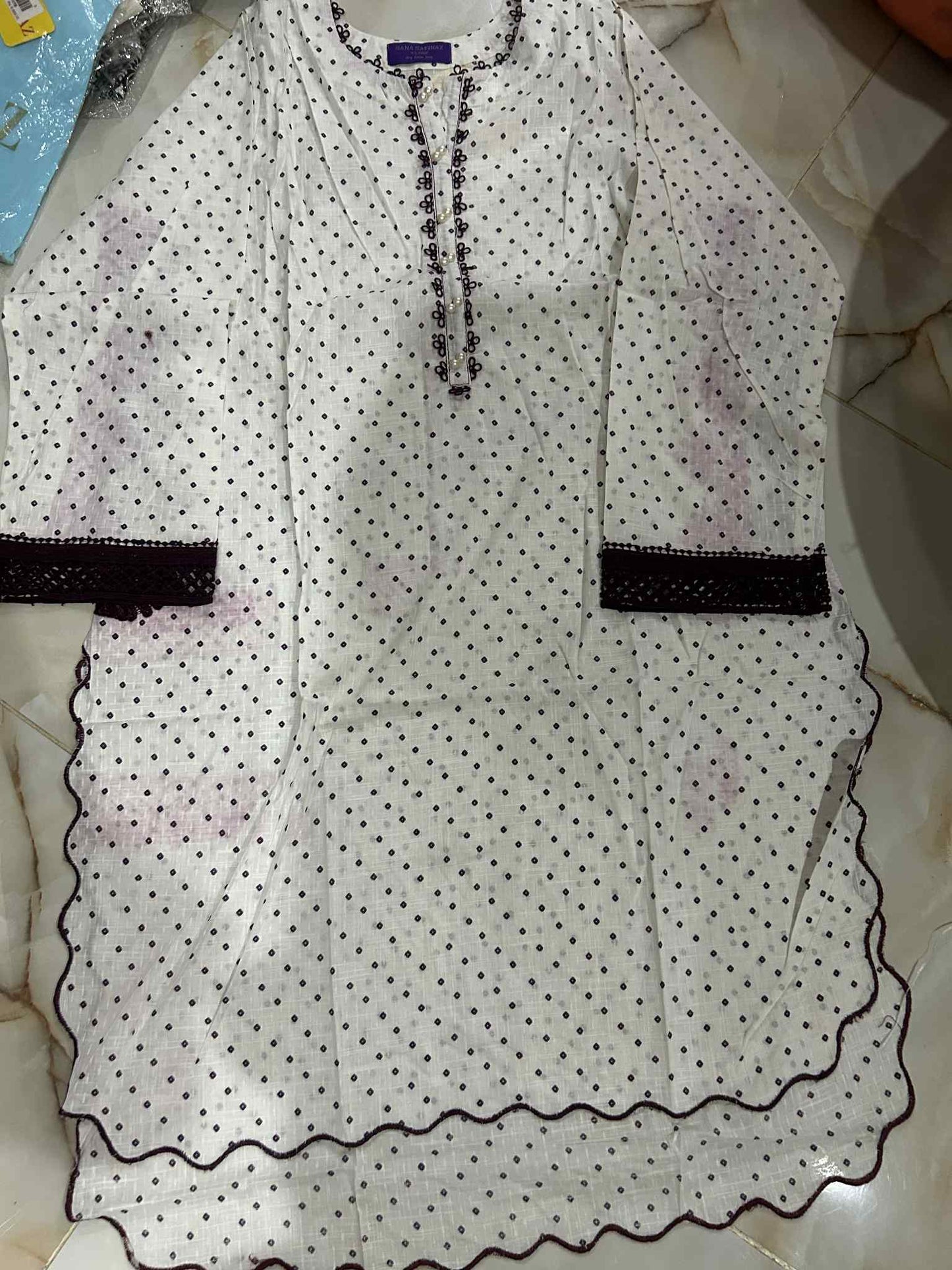 NEW YEAR SALE SANSAFINAZ 01 PC STITCH KURTI / WHITE / B. FRESH
