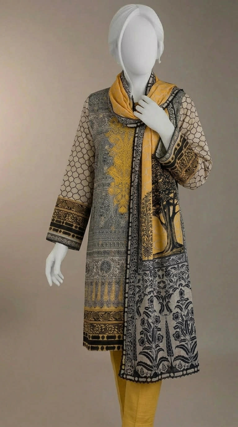 J. 03 PC STITCH SUIT / YELLOW