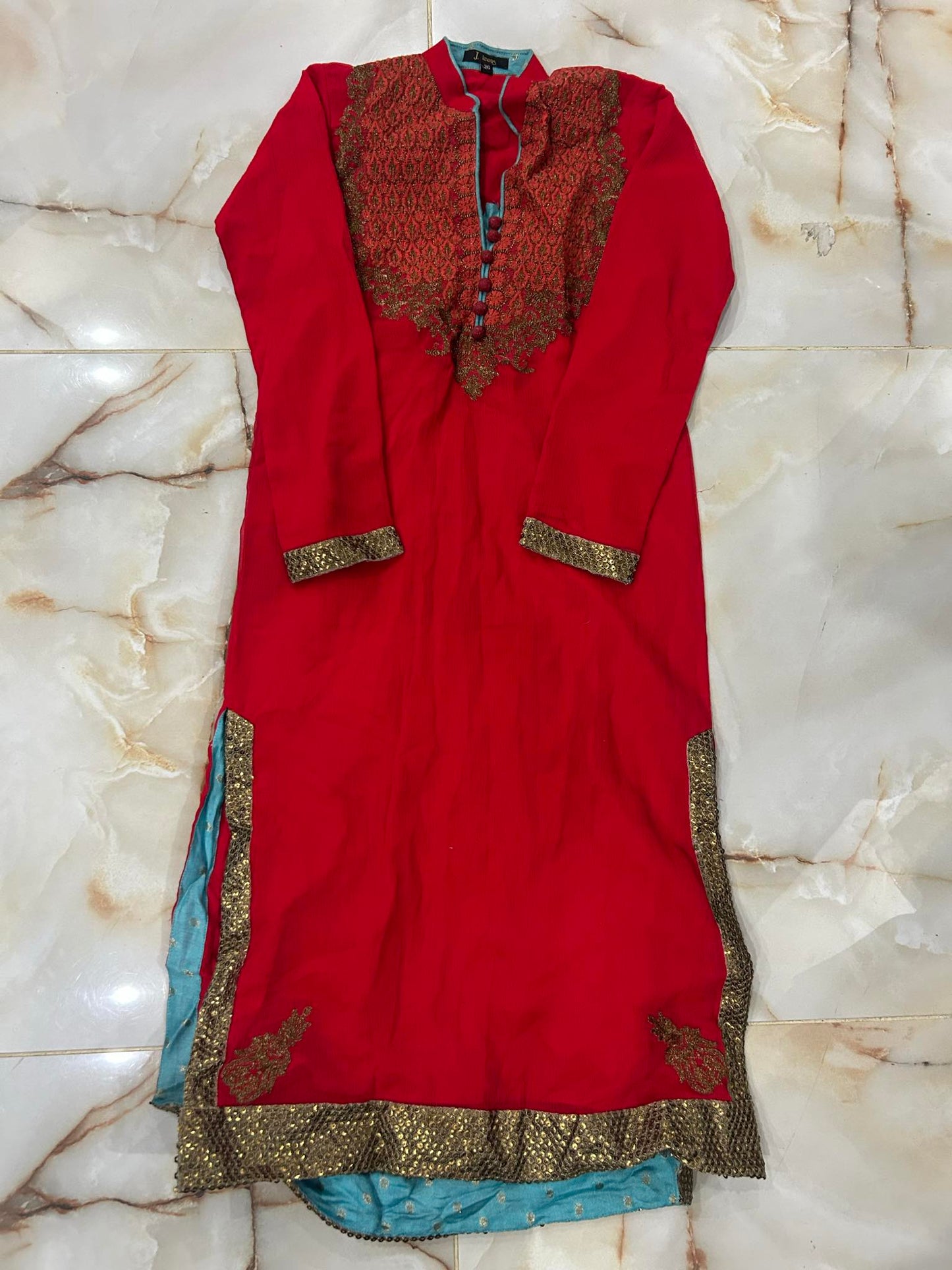 j. teens 01 pc stitch kurti / red