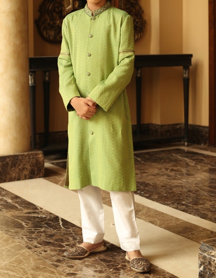 j. kids special kurta / line green