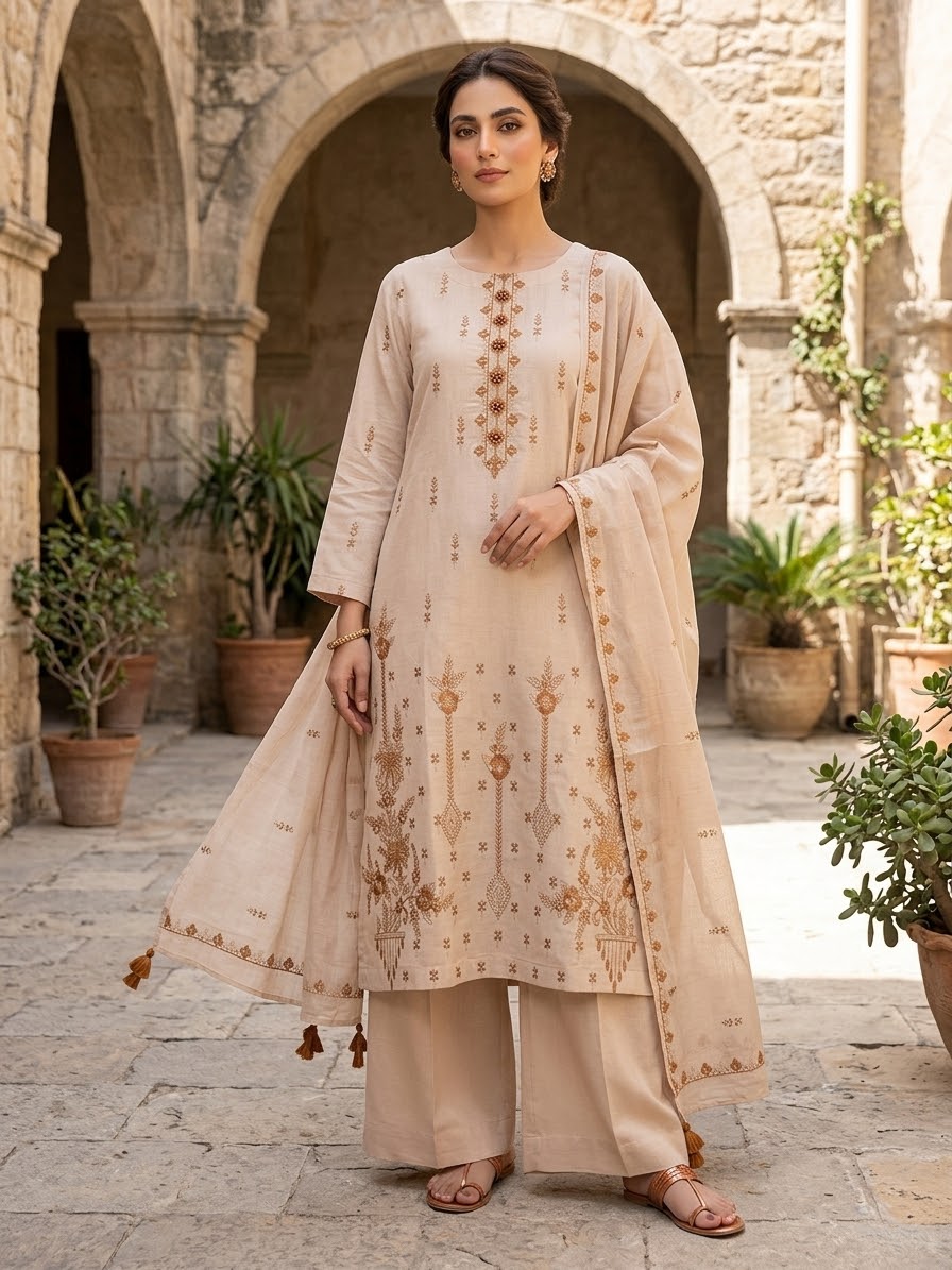 AL KARAM 03 PC heavy chicken kari STITCH SUIT