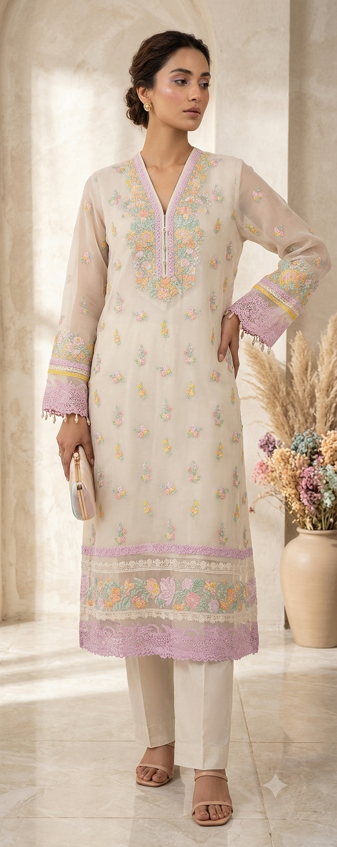 KHAADI 2P STITCH LUXURY FORMAL EMB SHIFON