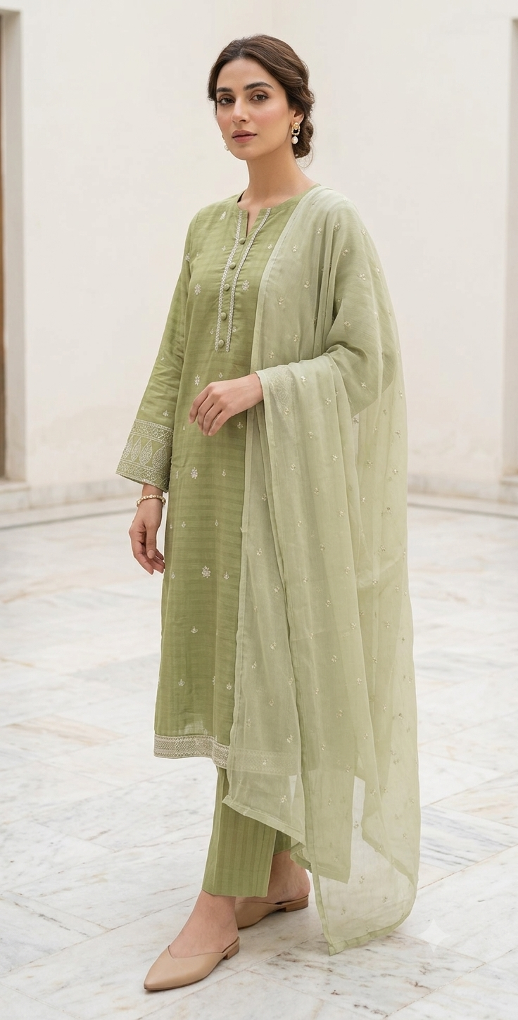 ZELLBURY 02 PC STITCH SHIRT DUPPATA EMB