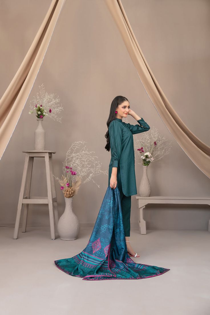 TAWAKAL ZEYNEP 03 PC STITCH SUIT / NAVY BLUE D-5023