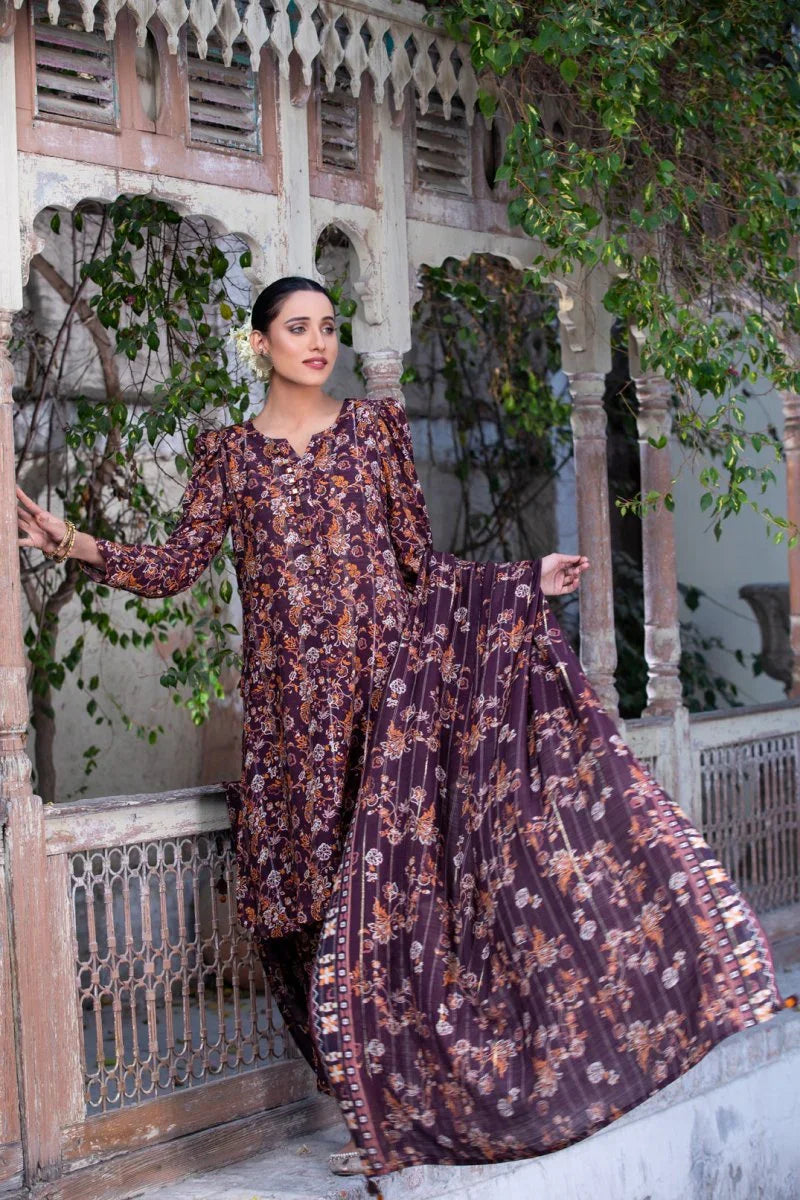 TAWAKAL EHALA 03 PC STITCH SUIT / BROWN D-8240