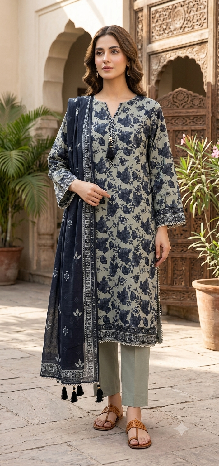 KHAADI 03 PC STITCH FANCY HAND EMBELISHED SUIT