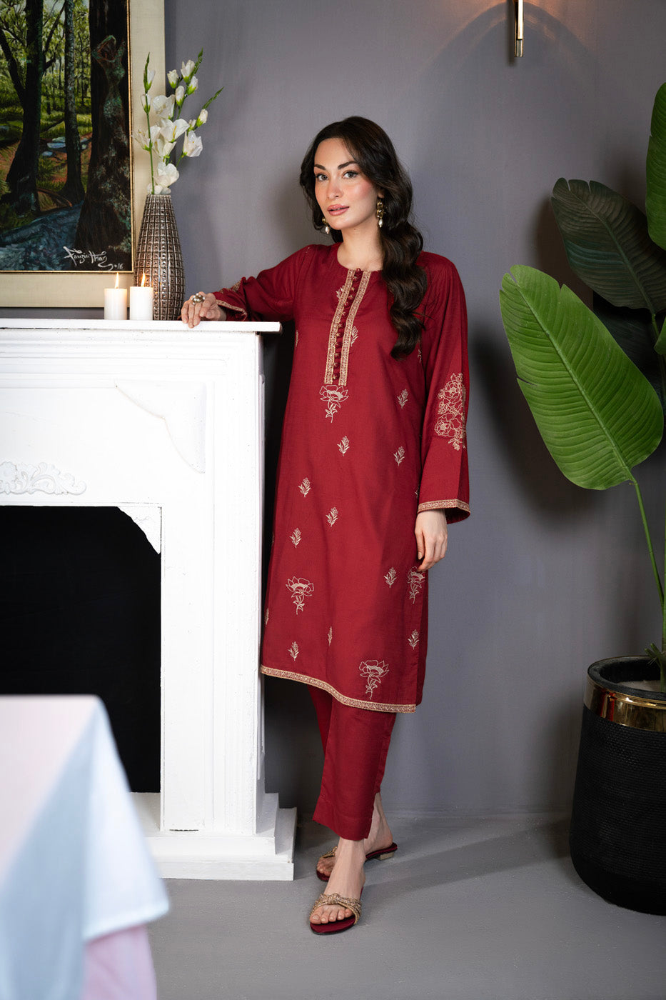 AL KARAM 02 PC STITCH SUIT / RED -5920
