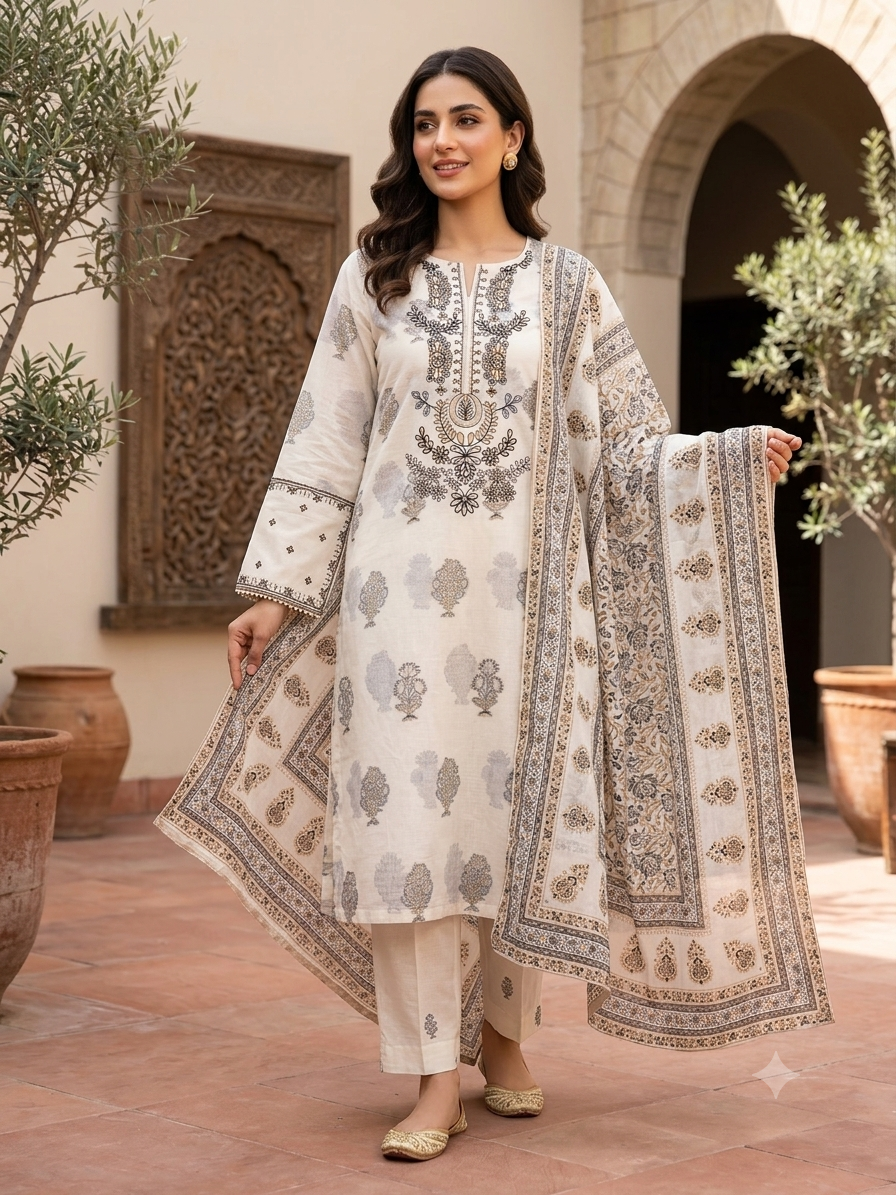 ZELLBURY 02 PC STITCH SHIRT DUPPATA