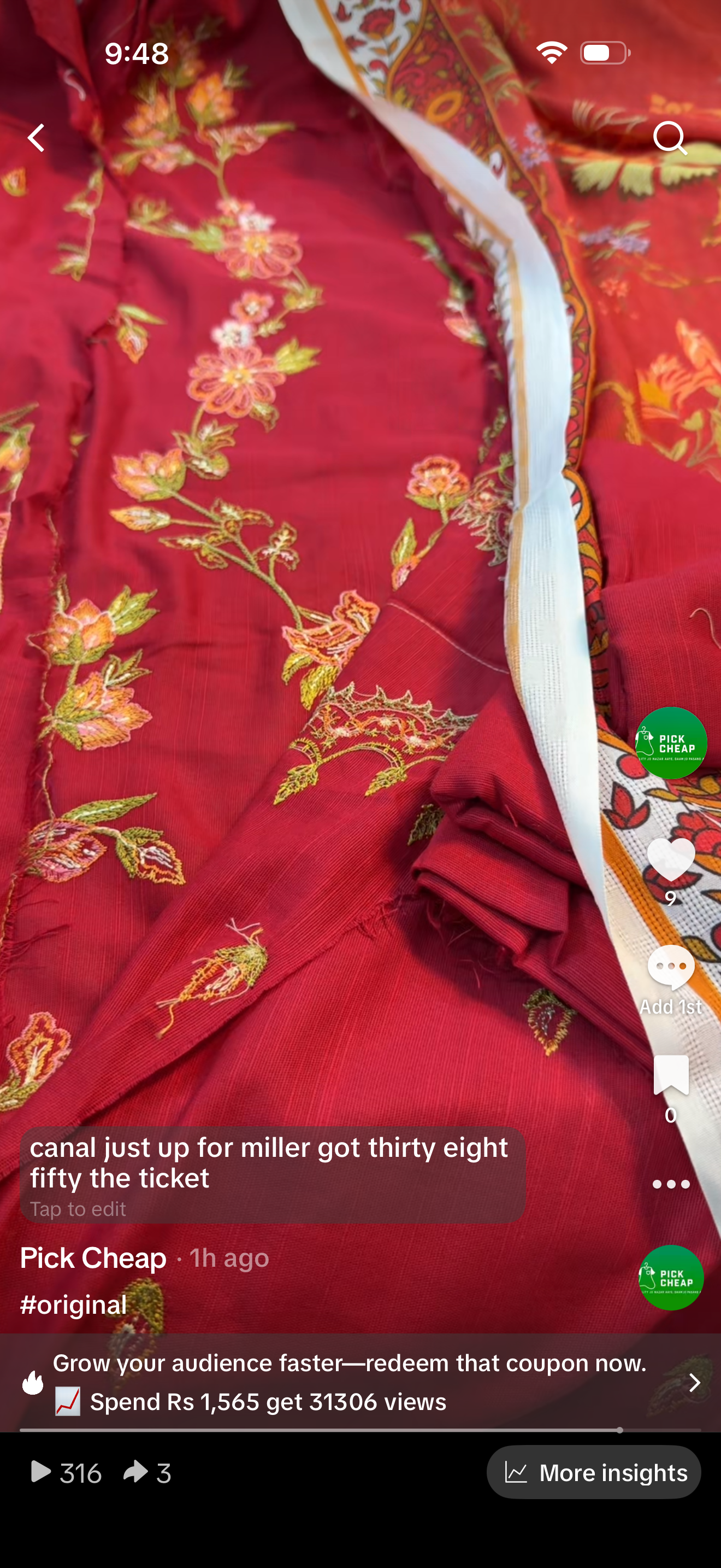 BONANZA KHADDAR EMB FORMAL/ UNSTITCH