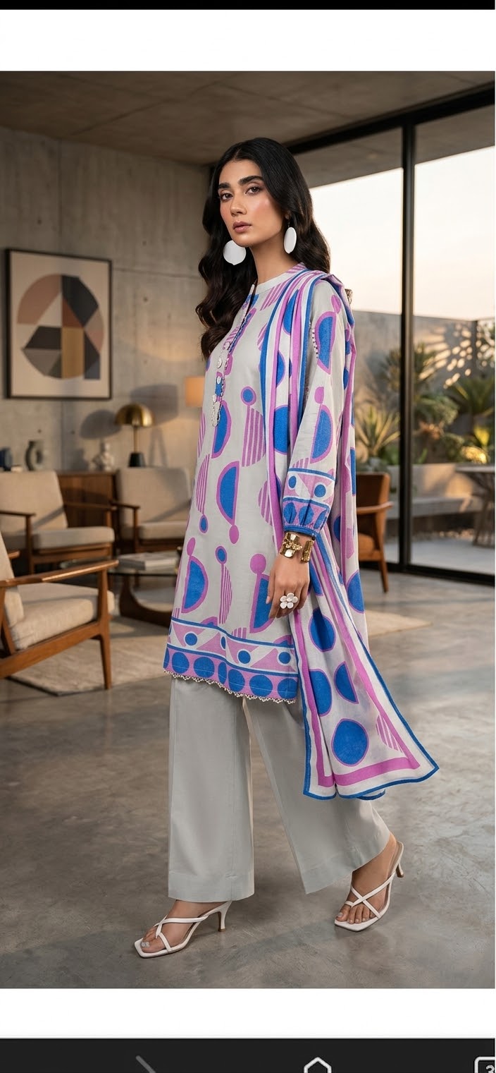 ALKARAM 03 PC STITCH SUIT / WHITE