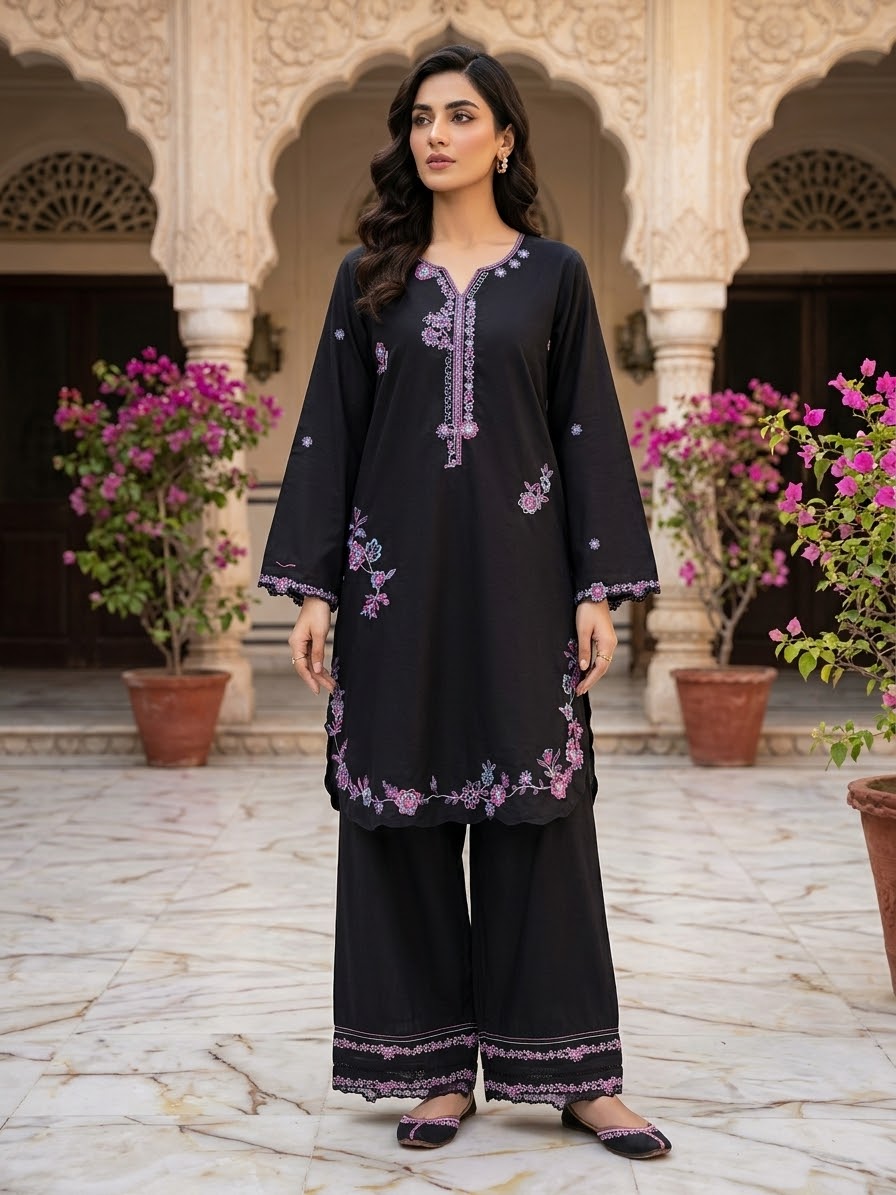 SAYA 2 pc STITCH EMB FERSHI SHALWAR DRESS