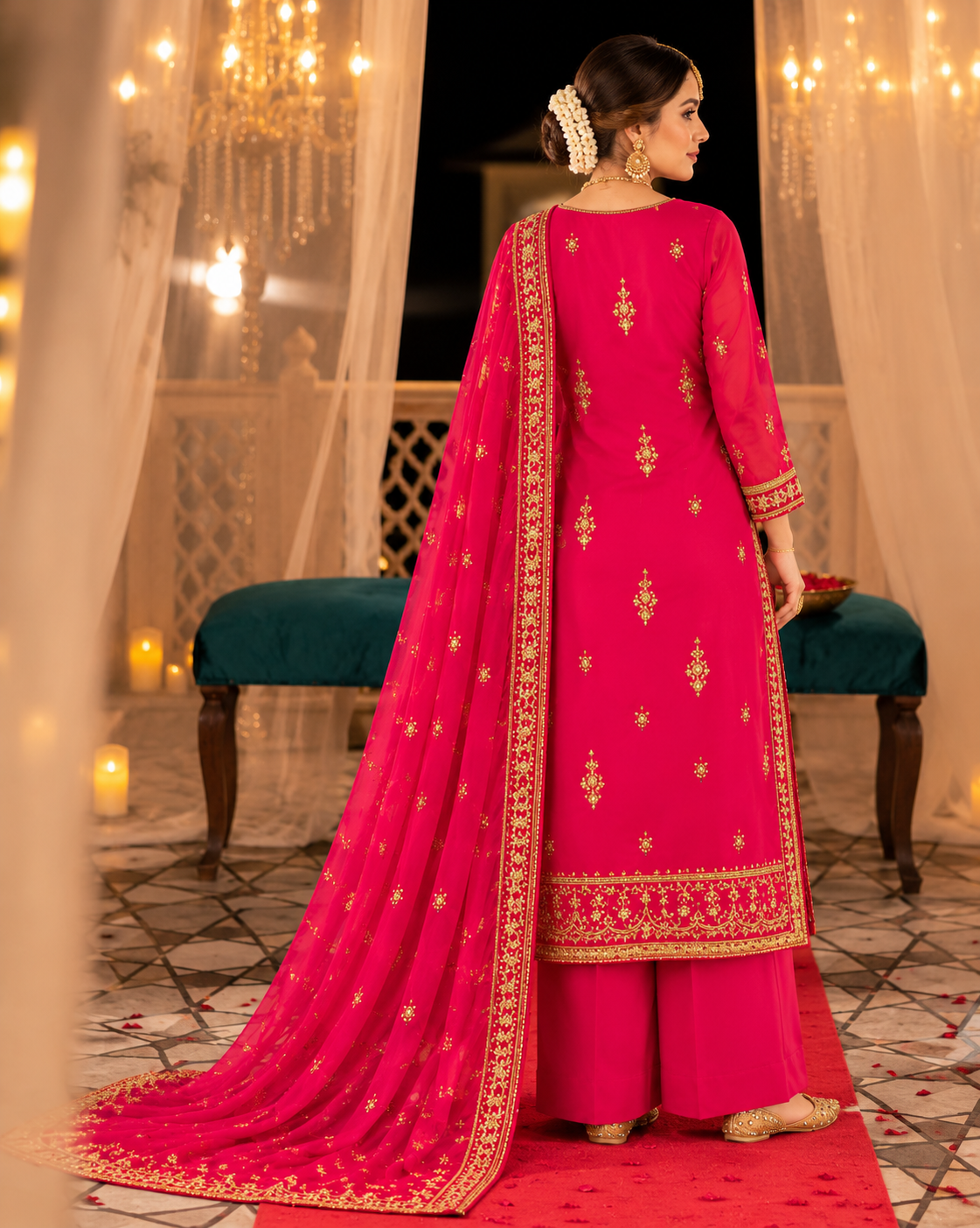 ASIM JOFA 03PC Luxury FORMAL STITCH heavy EMB/(silk) HOT PINK