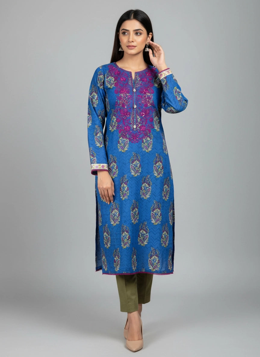 zellbury 01 pc stitch kurti / blue-2521810