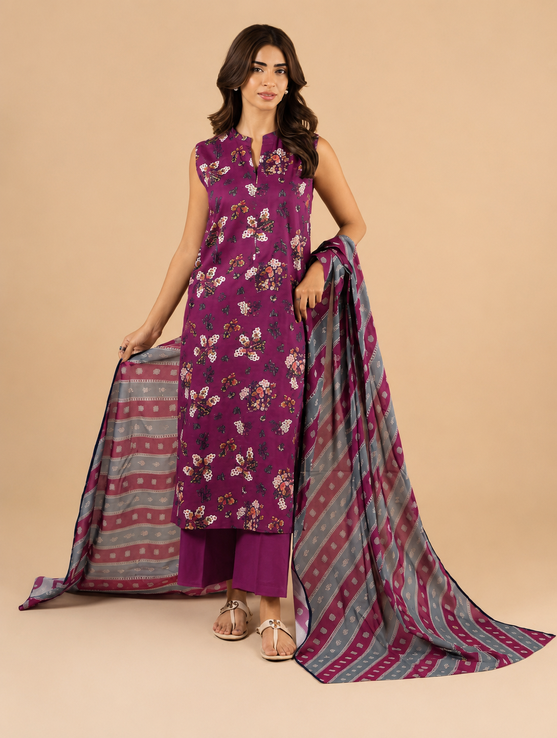 AL KARAM 03 PC UNSTITCH SUIT / PINK -71