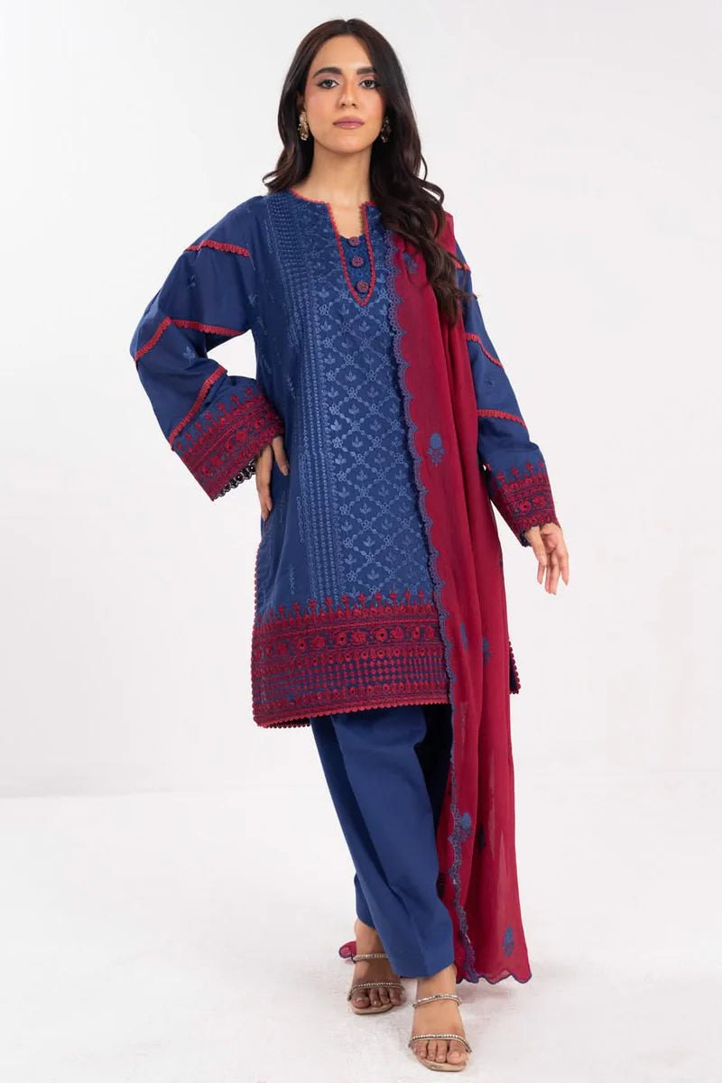 Alkaram 3pc Royal Blue unstitch ll-12-25-1