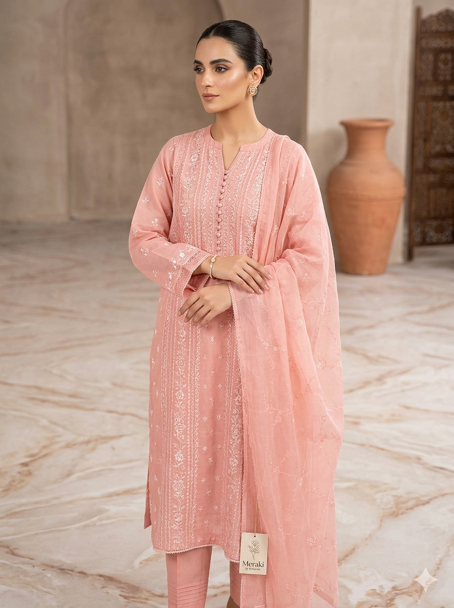 AL KARAM 03PC UNSTITCH EMB/ M-3-24-2-peach