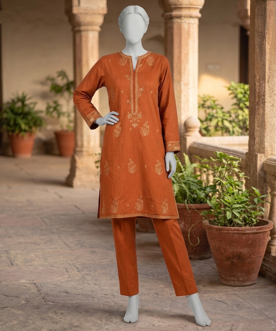 J. 1 pc stitch kurti heavy emb silk