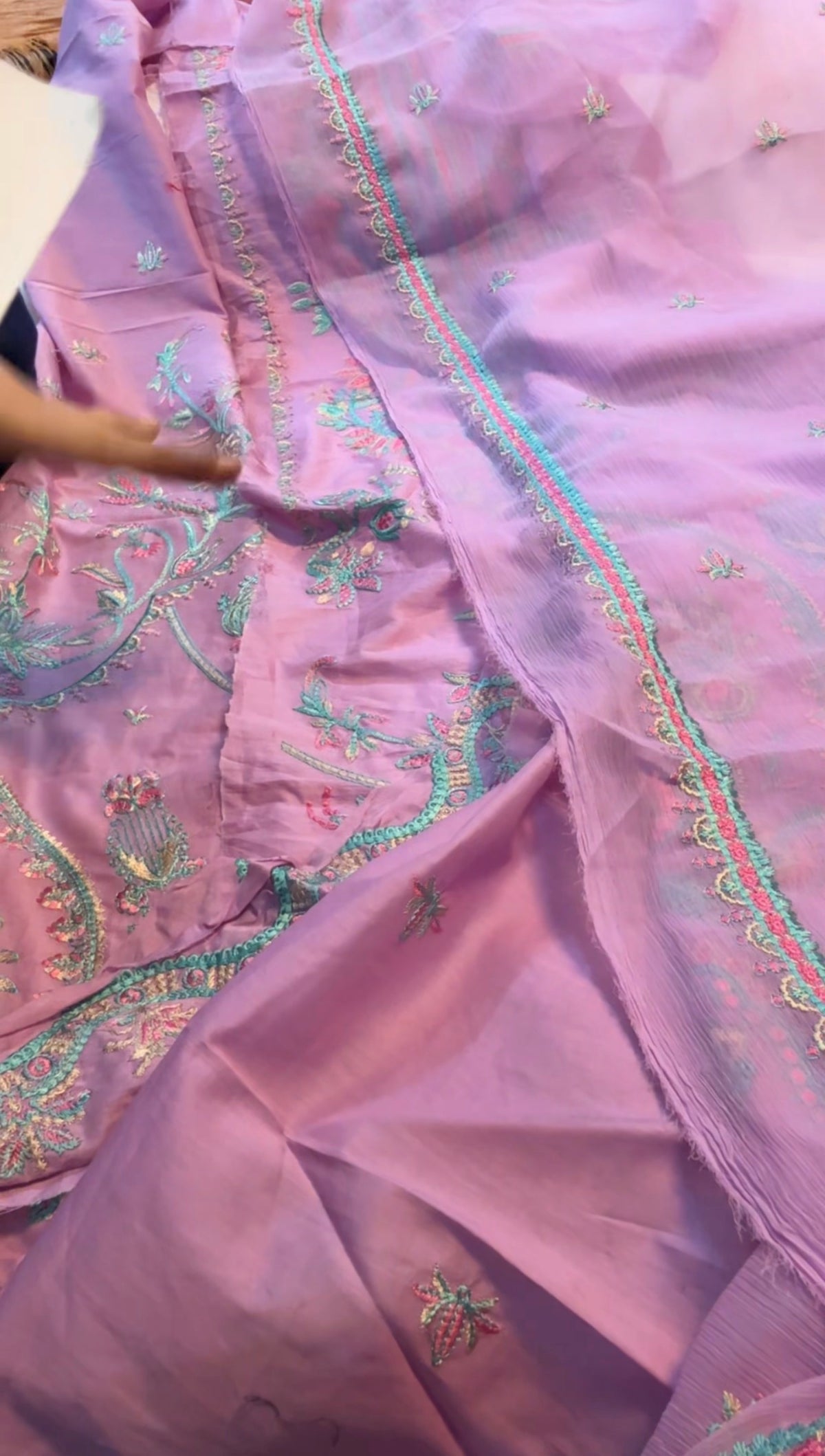 BONANZA SATRANGI 3PC UNSTITCH multi HEAVY EMB LAWN LUXURY with emb duppata