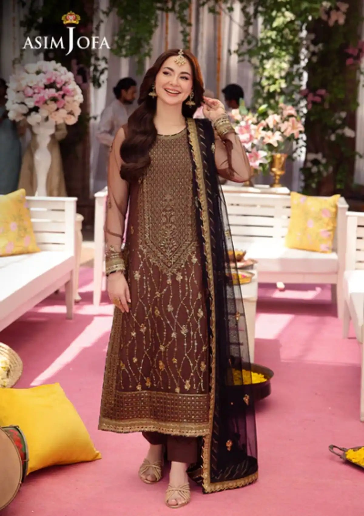 ASIM JOFA 03 PC UNSTITCH SUIT / BROWN -AJMJ -24