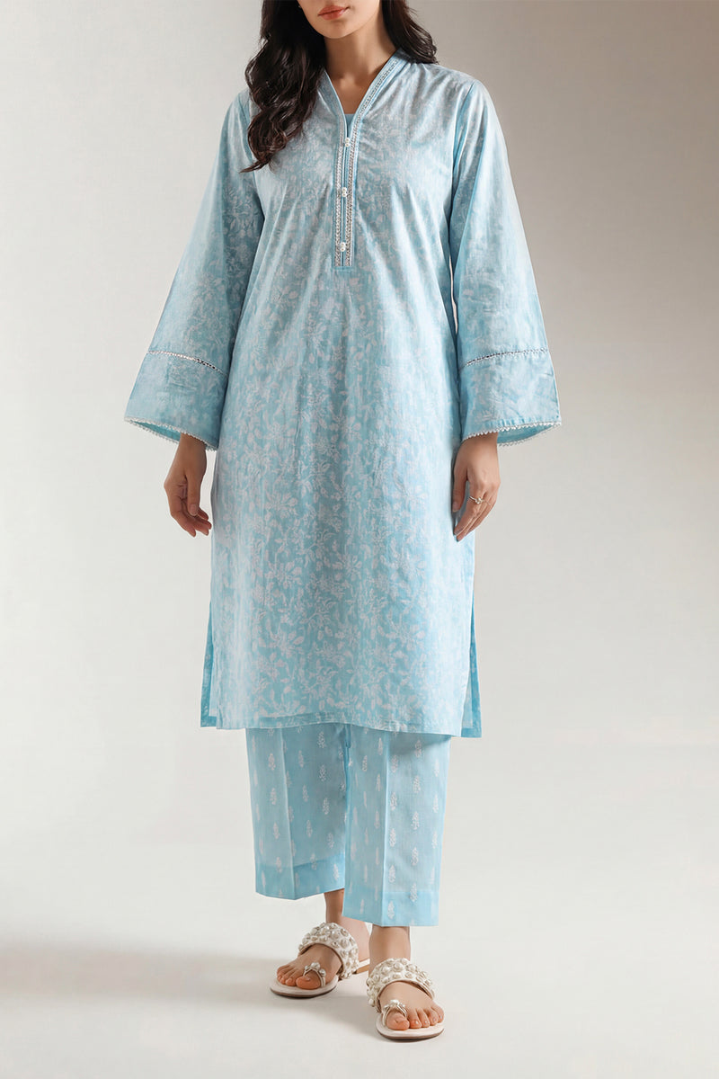 SAYA 02 PC STITCH SUIT FRESHI SALWAR / SKY BLUE -2715